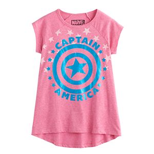 Girls 7-16 Marvel Captain America High-Low Foil Graphic Tee
