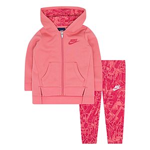 Baby Girl Nike Fleece Hoodie & Geometric Leggings Set