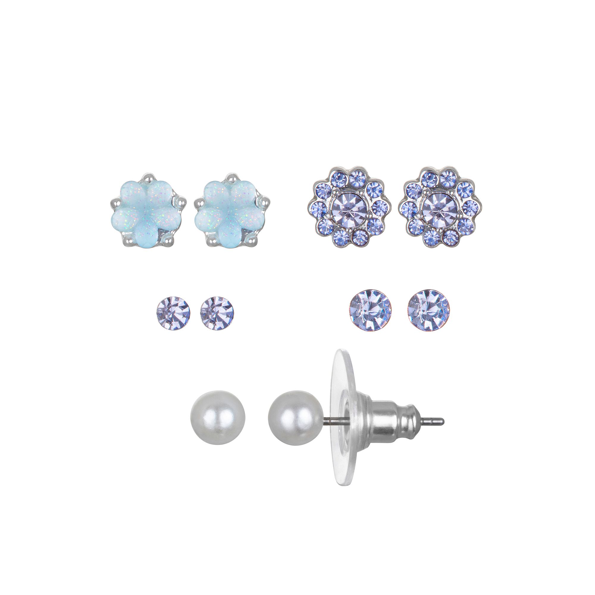 LC Lauren Conrad Flower Stud Earring Set, Womens, Light Blue