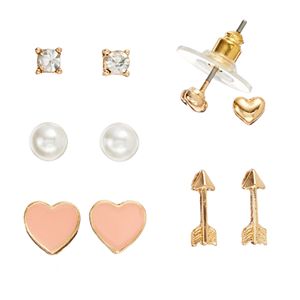 LC Lauren Conrad Arrow & Heart Stud Earring Set