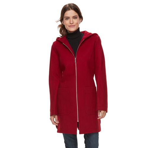 Women's TOWER by London Fog Hooded Wool Blend Coat