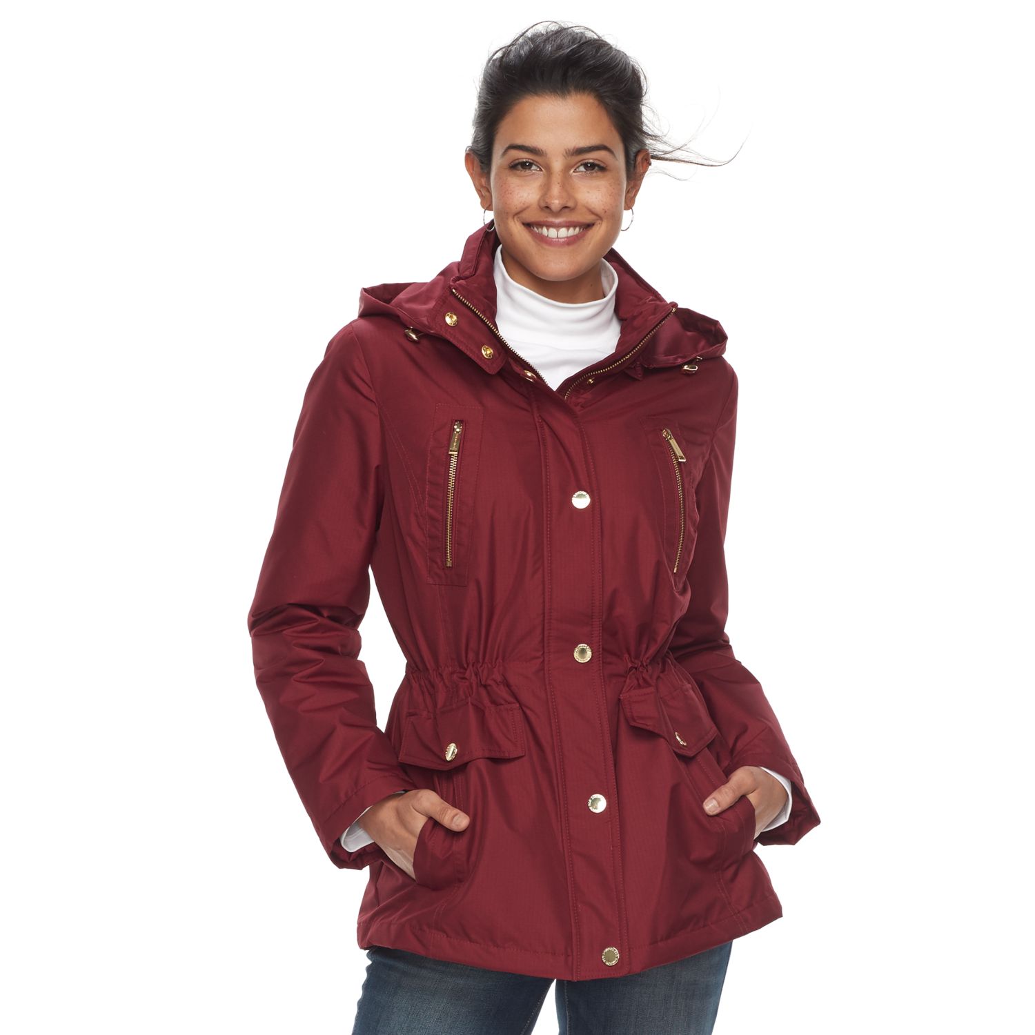 women's tower by london fog hooded rain jacket