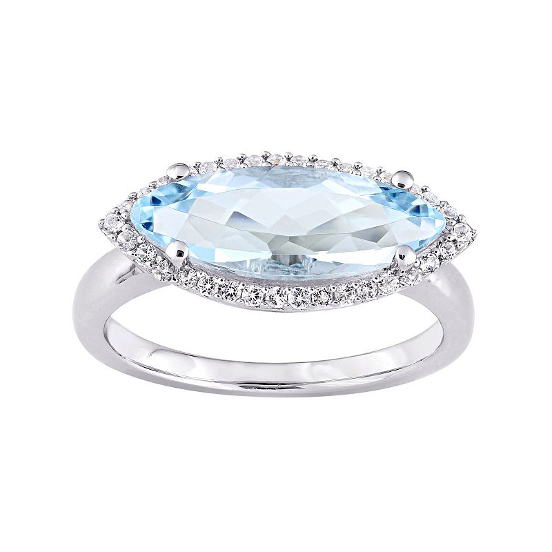 Stella Grace Sterling Silver Blue & White Topaz Marquise Ring, Womens, Siz