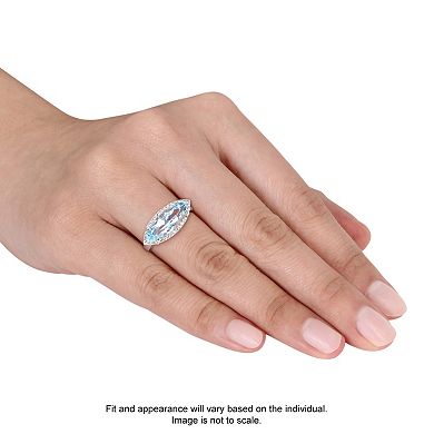 Stella Grace Sterling Silver Blue & White Topaz Marquise Ring