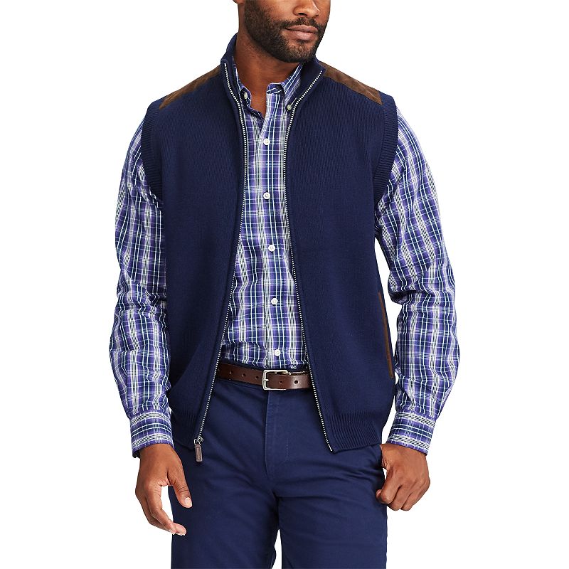 Big & Tall Chaps Classic-Fit Suede-Trim Sweater Vest, Men's, Size: 6XB,  Blue (Navy) | Pretty Long (US)