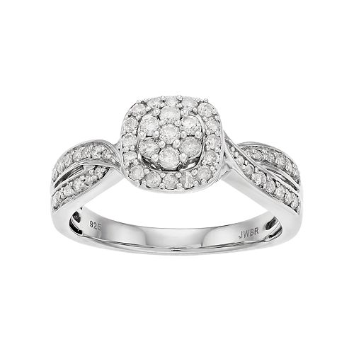 1 2 carat diamond sterling silver ring