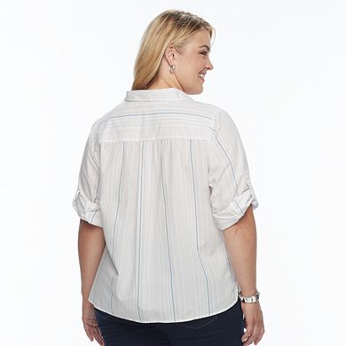 Plus Size Croft & Barrow® Embroidered Button-Up Shirt 