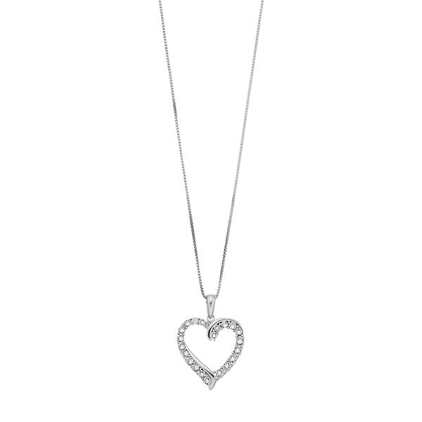 Survivor Collection Sterling Silver Crystal Open Heart Pendant Necklace