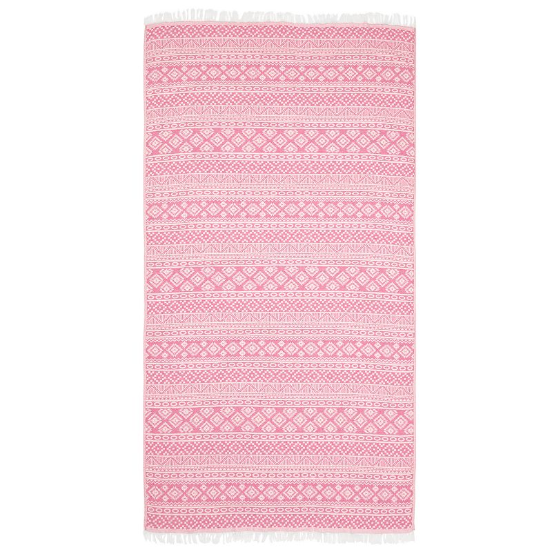 Linum Home Textiles Sea Breeze Pestemal Beach Towel, Pink, BEACHTOWEL