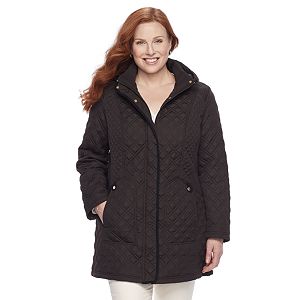 Plus Size Weathercast Hooded Quilted Walker Jacket