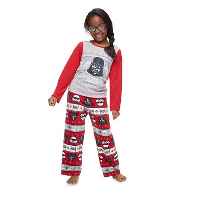 Girls 4-12 Jammies For Your Families Star Wars Darth Vader & Stormtrooper Fairisle Top & Microfleece Bottoms Pajama Set