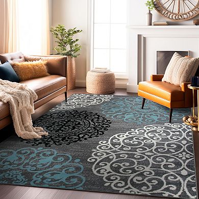 World Rug Gallery Toscana Contemporary Modern Floral Rug