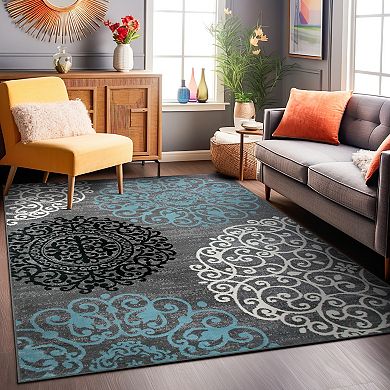 World Rug Gallery Toscana Contemporary Modern Floral Rug