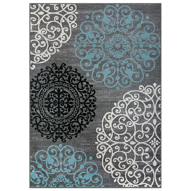 World Rug Gallery Toscana Contemporary Modern Floral Rug, Grey, 2X10 Ft