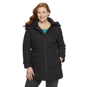 Plus Size Weathercast Hooded Quilted Walker Jacket