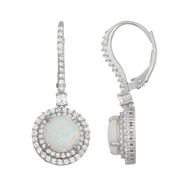 Designs by Gioelli Sterling Silver Lab-Created Opal & White Sapphire ...