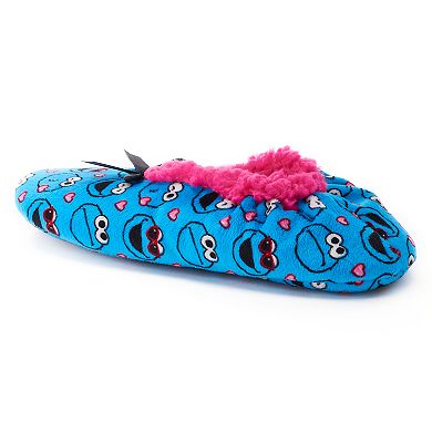Women's Sesame Street Cookie Monster Fuzzy Babba Ballerina Slippers