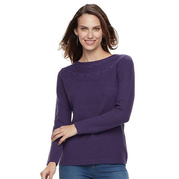 Women's Croft & Barrow® CableKnit Boatneck Sweater