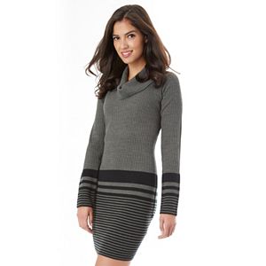 Juniors' IZ Byer Striped Cowlneck Sweater Dress