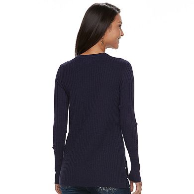 Women's Apt. 9® Mixed Ribbed V-Neck Sweater