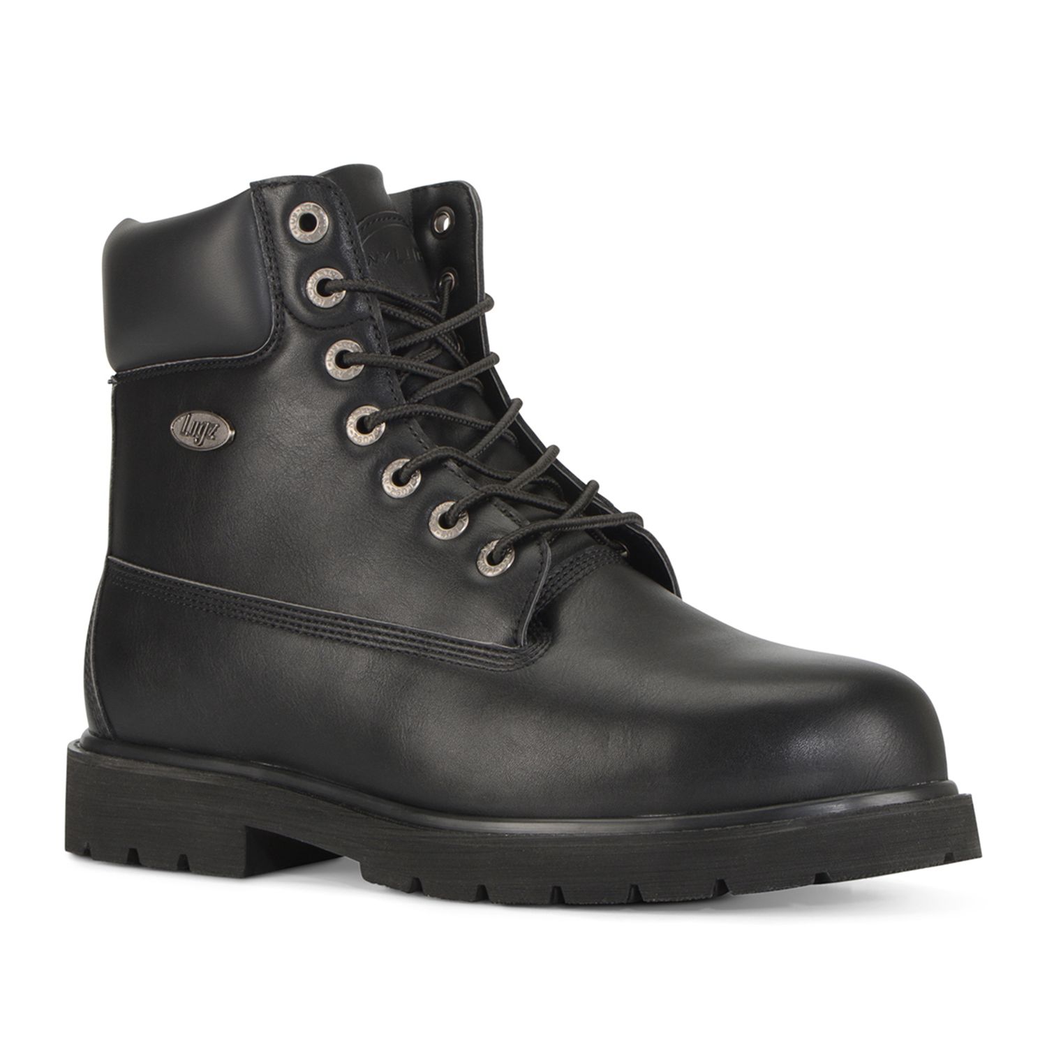 black leather work boots for men