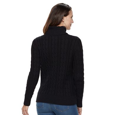 Women's Croft & Barrow® Turtleneck Cable-Knit Sweater