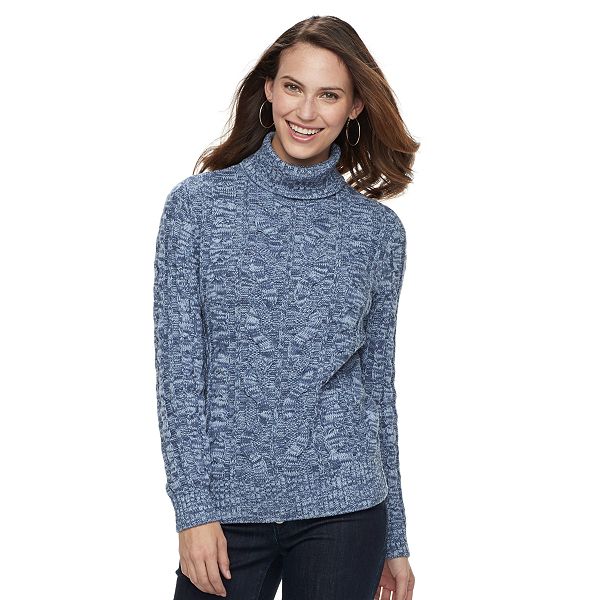 Women's Croft & Barrow® Turtleneck Cable-Knit Sweater