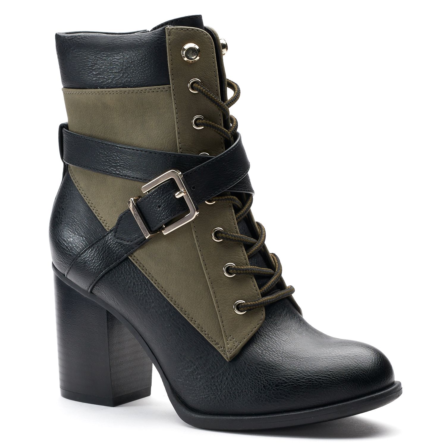 high heel combat boots