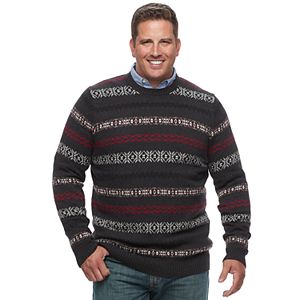 Big & Tall Croft & Barrow® Classic-Fit Windowpane Crewneck Sweater