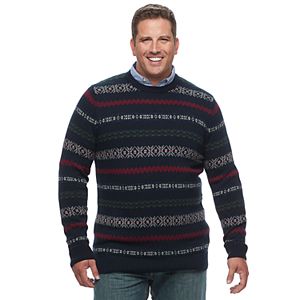 Big & Tall Croft & Barrow® Classic-Fit Windowpane Crewneck Sweater
