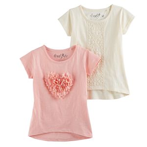 Girls 4-6x Freestyle Revolution Chiffon Heart & Lace High-Low Tee Set