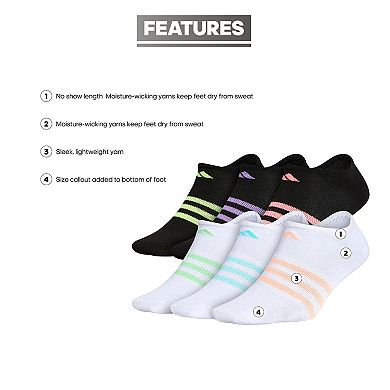 Girl's adidas 6-Pack Superlite No-Show Socks