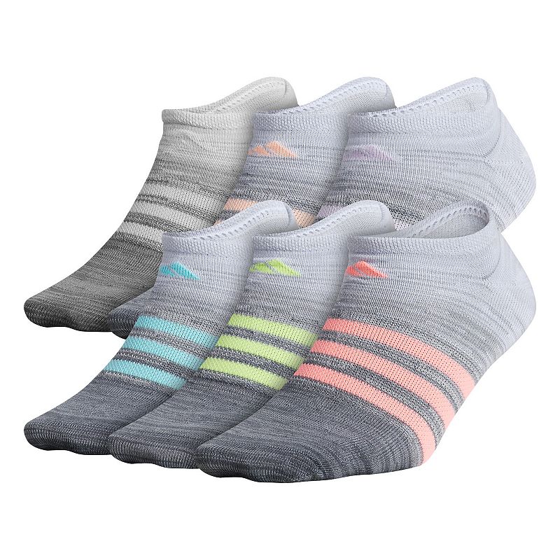 Girls adidas 6-Pack Superlite No-Show Socks, Size: Small, Med Grey