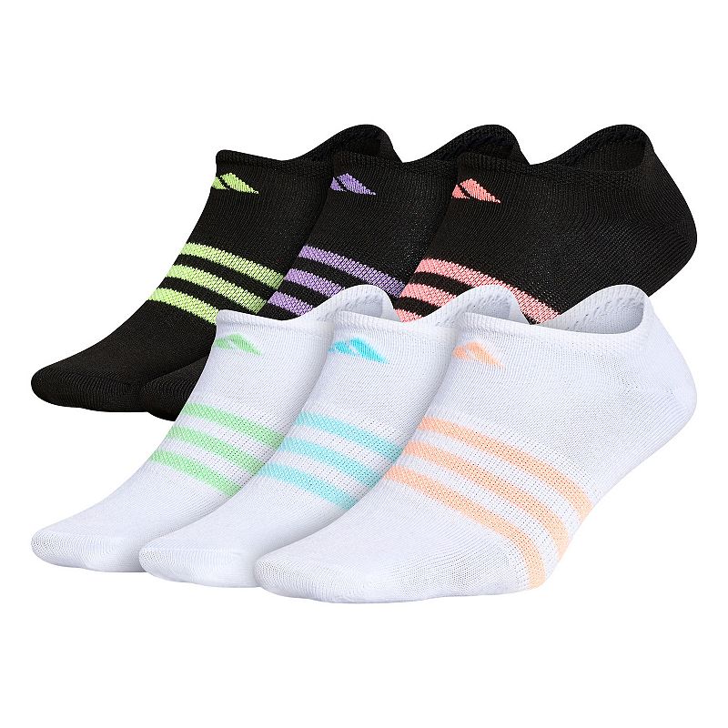 Girls adidas 6-Pack Superlite No-Show Socks, Size: Medium, White