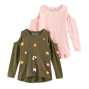 Girls 4-6x Freestyle Revolution Patch & Solid Cold-Shoulder Top Set