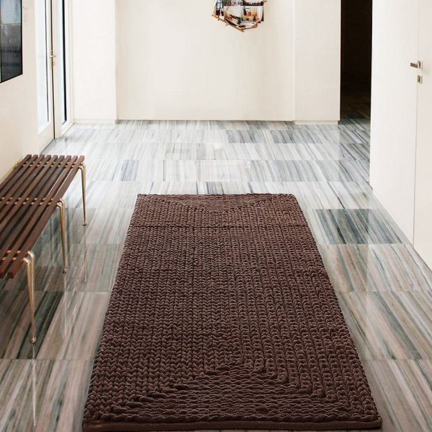 Vcny Home Chocolate Barron Chenille Bath Rug 24 x 60