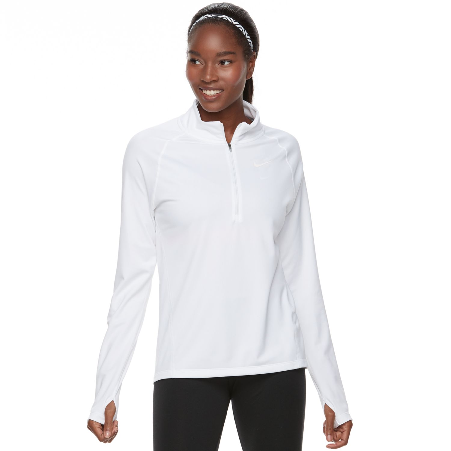 white half zip running top