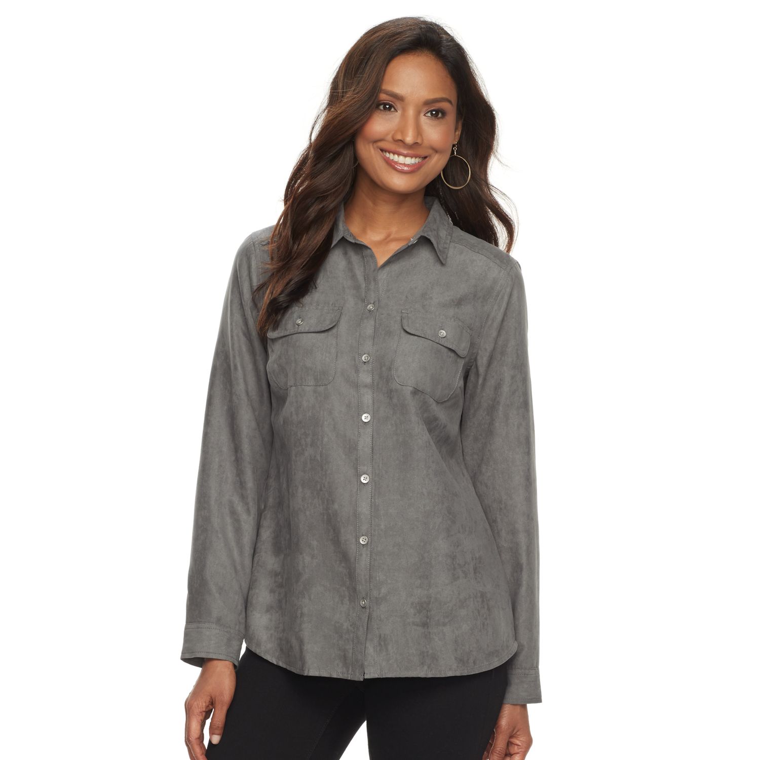 suede button up shirt