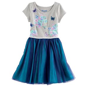 Girls 4-6x Nannette Glitter Print & Mesh Dress
