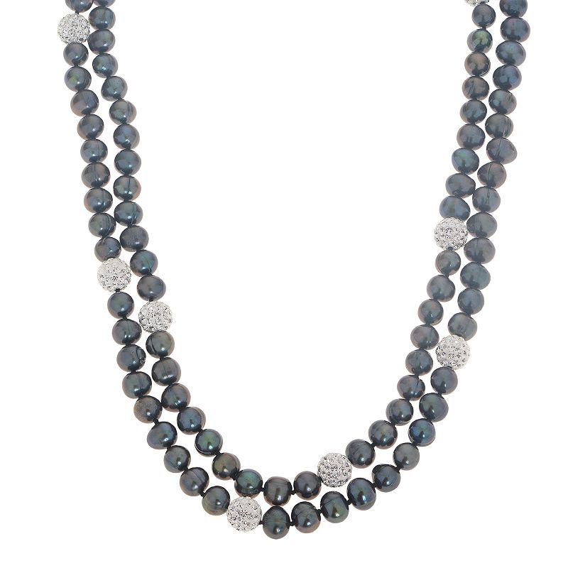 PearLustre by Imperial Dyed Black Freshwater Cultured Pearl & Crystal Bead