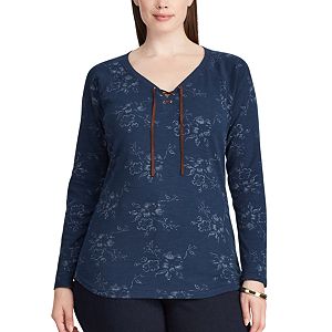 Plus Size Chaps Cotton Lace-Up Tee