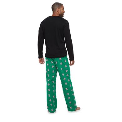Big & Tall Jammies For Your Families "Meowy Christmas" Top & Fleece Bottoms Pajama Set