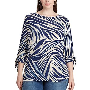 Plus Size Chaps Jersey Tie Sleeve Top