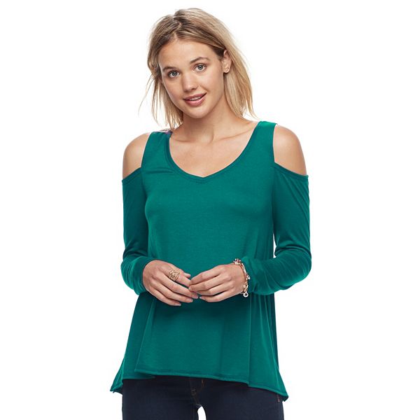 Juniors' SO® Cold Shoulder Long Sleeve Tee