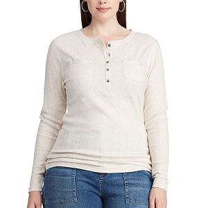 Plus Size Chaps Long Sleeve Henley Top