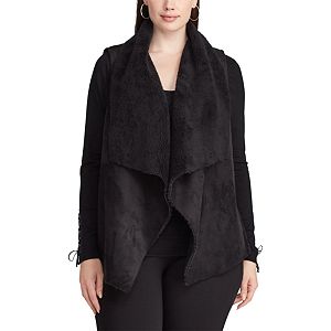 Plus Size Chaps Faux-Shearling Open Front Vest