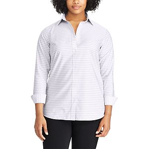Plus Size Chaps Non-Iron Striped Button-Down Shirt