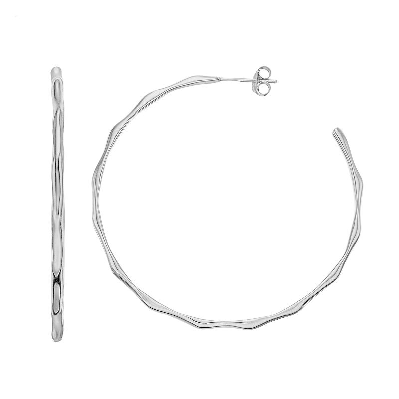 AMORE by SIMONE I. SMITH Sterling Silver Textured Hoop Earrings, Womens