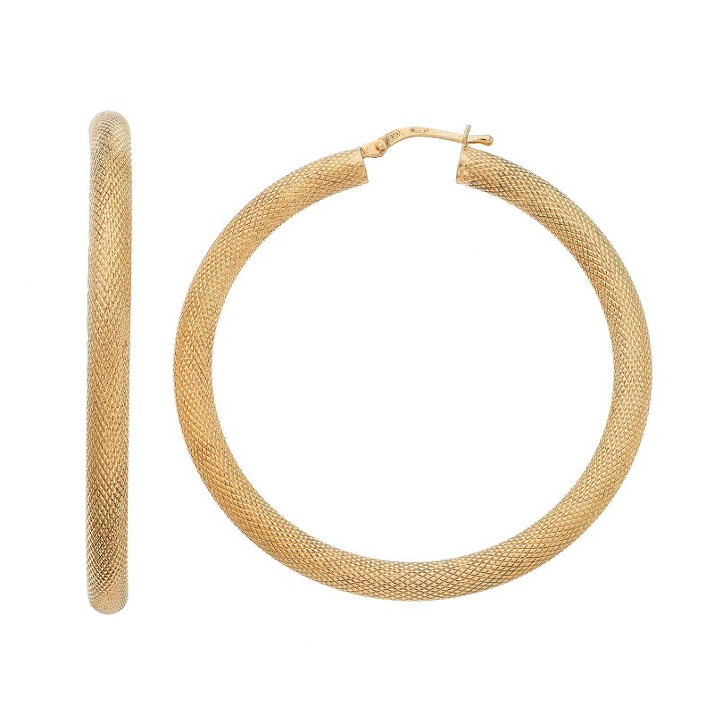 AMORE by SIMONE I. SMITH Sterling Silver Mesh Hoop Earrings, Womens, Gold
