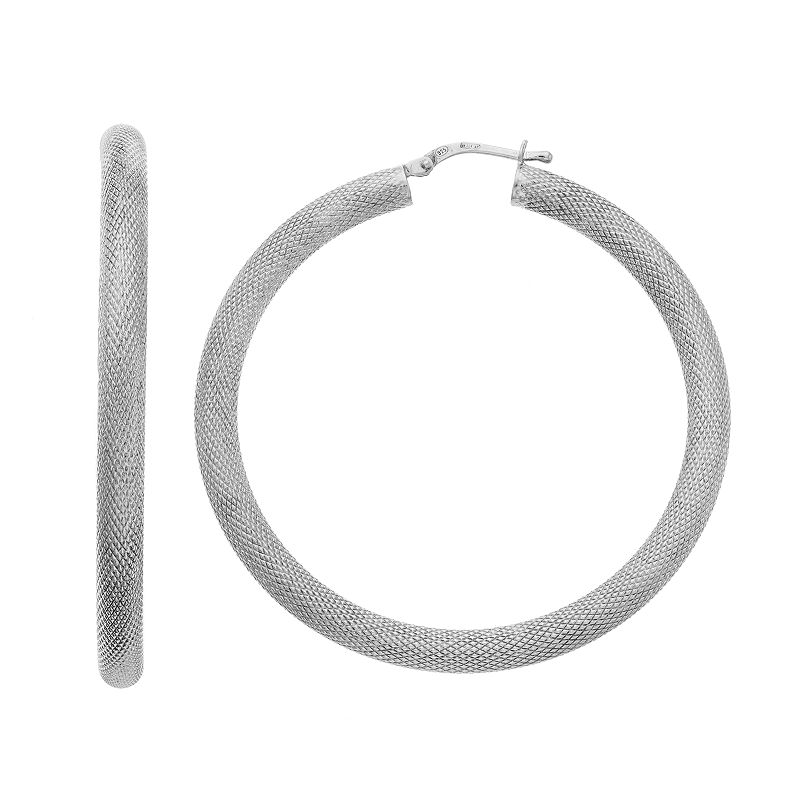 AMORE by SIMONE I. SMITH Sterling Silver Mesh Hoop Earrings, Womens